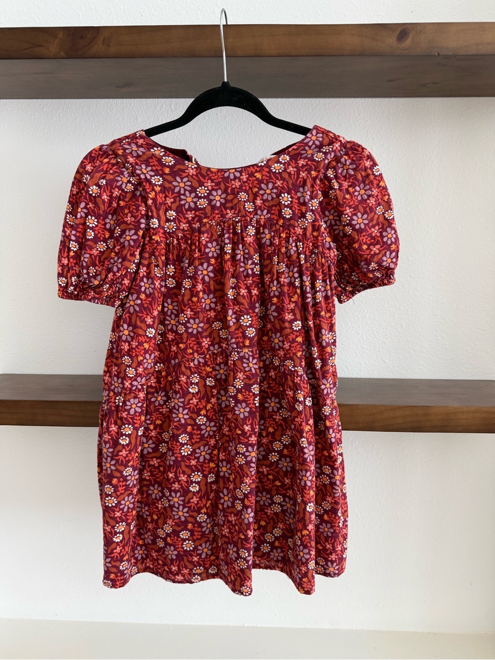 Cat & Jack Red Floral Puff-Sleeve Dress